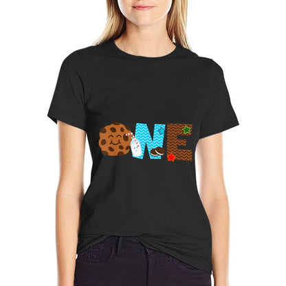 1st First Birthday Milk And Cookies Theme Party One Year Old  Graphic-printed T-Shirt