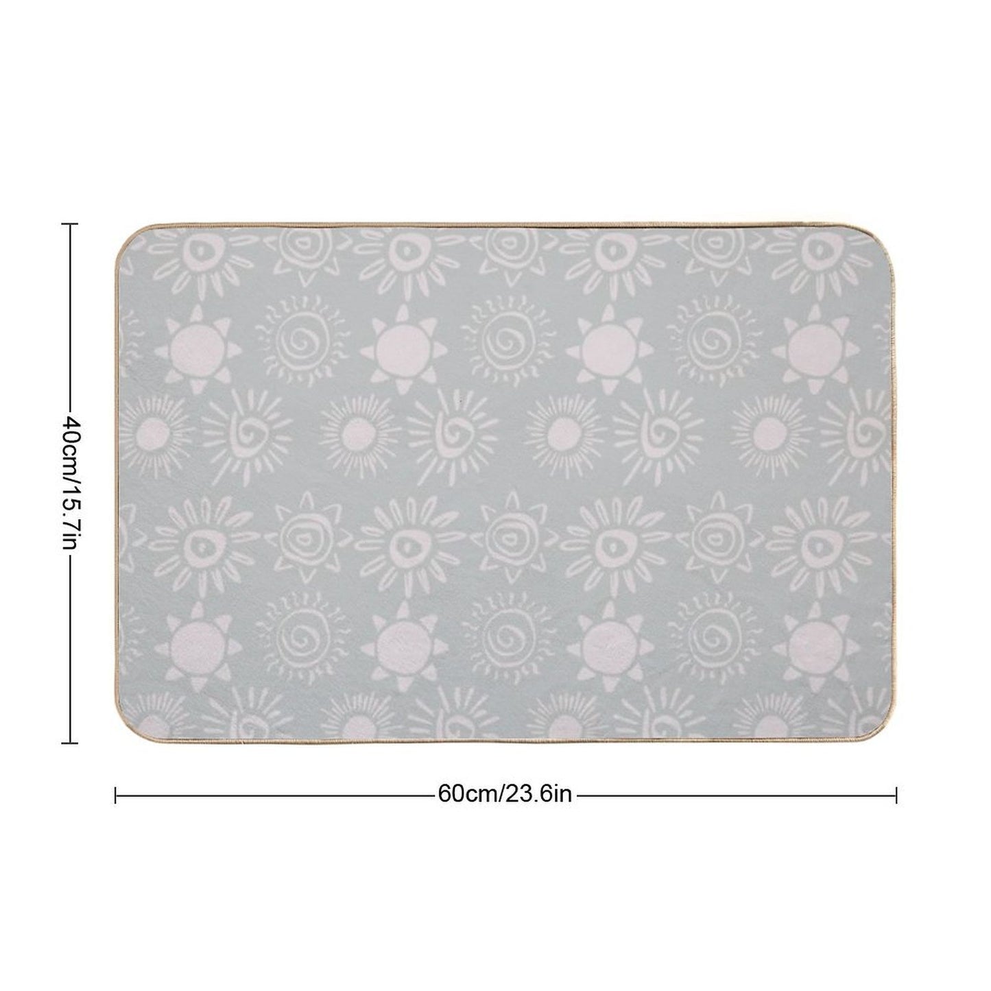 Magical Sun Bohemian Dreamy Aesthetic In Muted Colors Grayish Blue  Stain-Proof Bath Mat