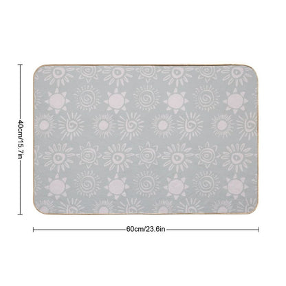 Magical Sun Bohemian Dreamy Aesthetic In Muted Colors Grayish Blue  Stain-Proof Bath Mat
