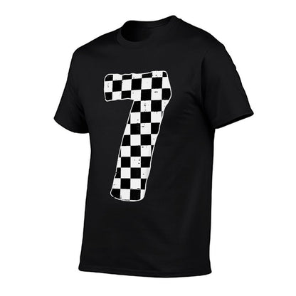 Kids 7th Birthday 7 Racing Seven Year Old Bday Boys Girls  Trendy Pattern T-Shirt
