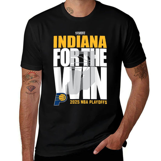 NBA Official Indiana Pacers For The Win 2025 Playoffs  Trendy Pattern T-Shirt
