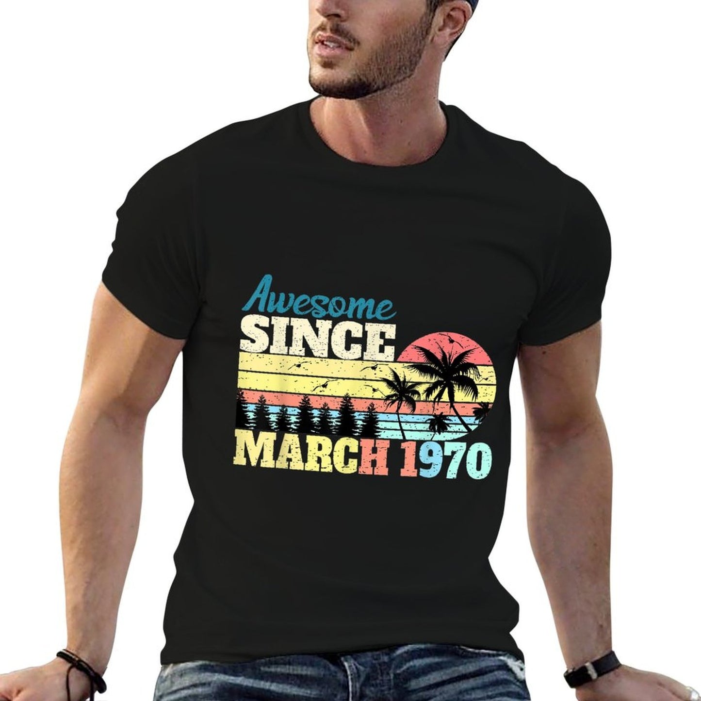 Awesome Since March 1970 50th Birthday  Trendy Pattern T-Shirt