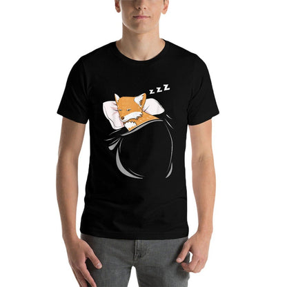 Fox Sleeping Animal Pajamas Nap PJs Outfit Gift Fox  Summer-ready Fabric T-Shirt