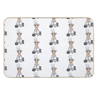 Chef Llama- Cute Cooking Animal Illustration for Foodies & Animal Lovers  Pet-Safe Bath Mat