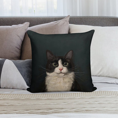 Tuxedo Cat Portrait Soft Ultra-Soft Texture Throw Pillow