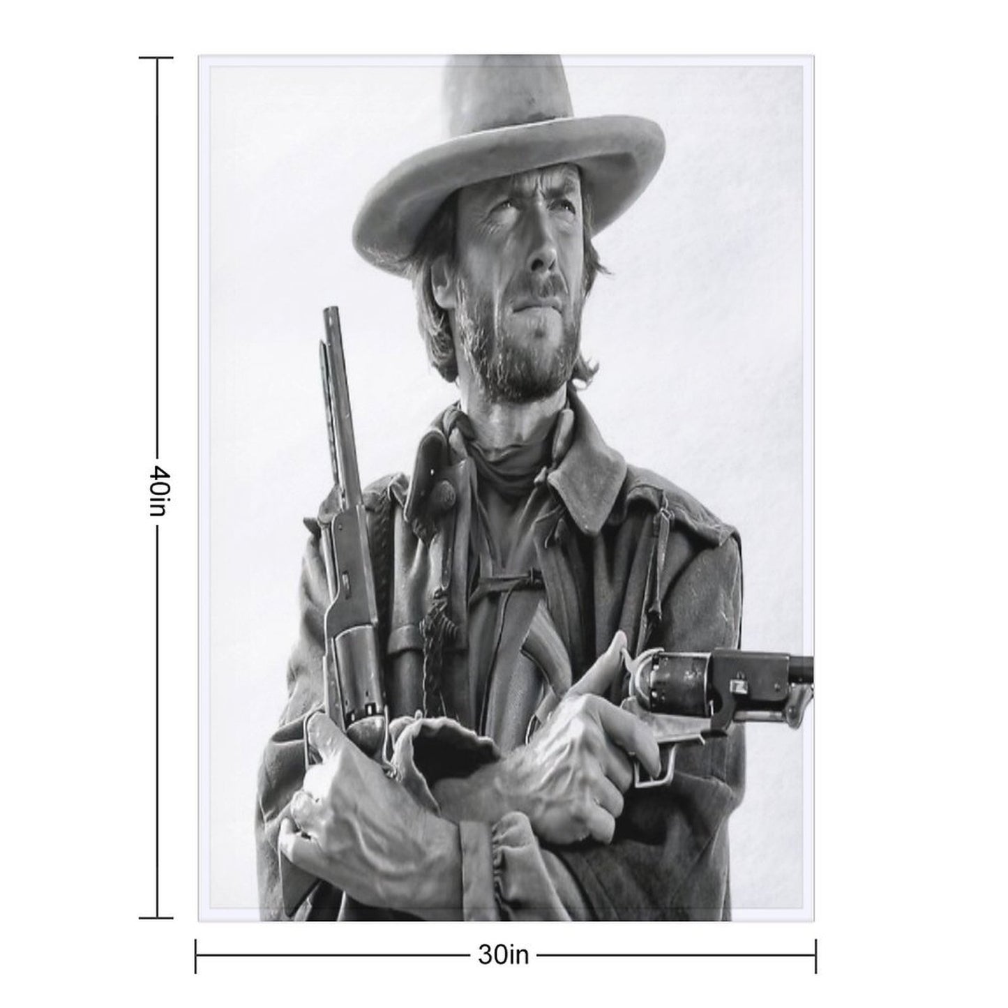 Clint Eastwood, Black And White, Vintage Cowboy Wall Art Easy Care Throw Blanket
