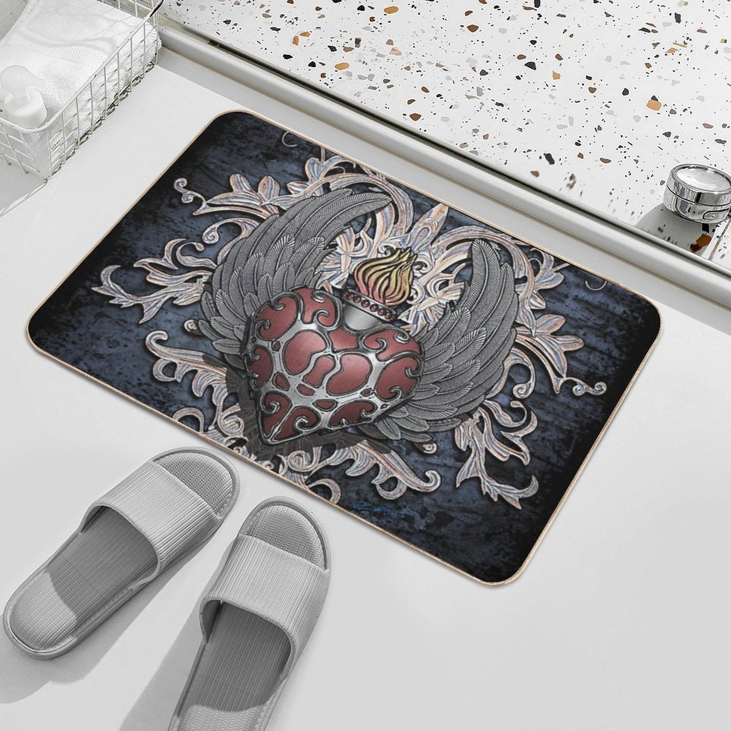 Heart And Wings - Fantasy 3D Illustration - Version 5  Eco-Friendly Bath Mat