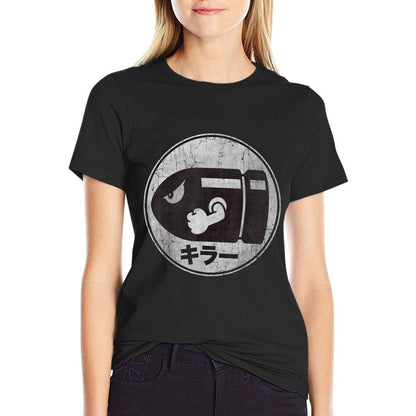 Super Mario Bullet Bill Distressed Kanji Logo  Quick-drying T-Shirt