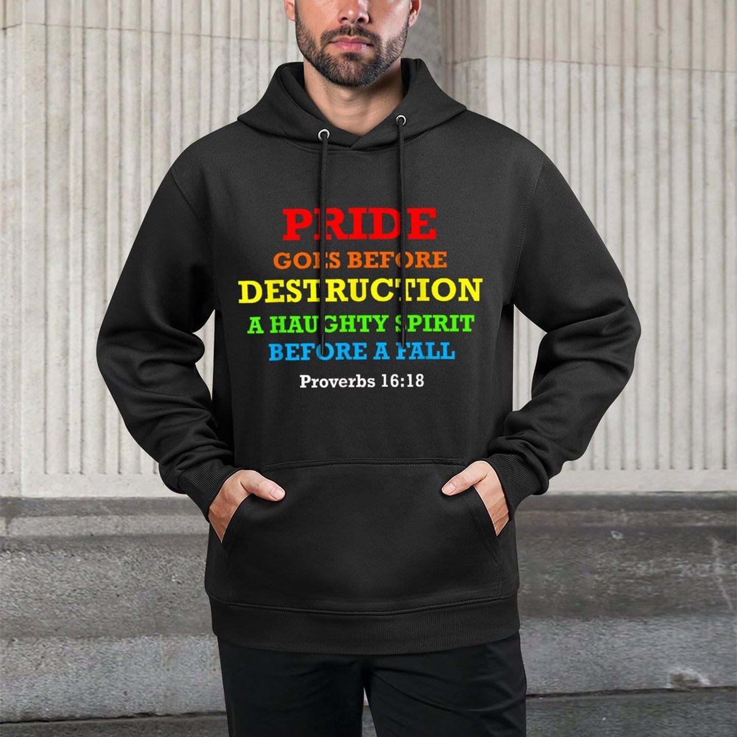 Pride Goes Before Destruction God Bible Quote Month Parade Adjustable Hood Hoodie