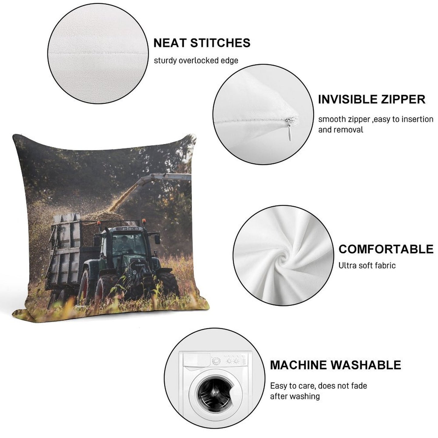 Fendt Drawing Silage Soft Home Decor Throw Pillow