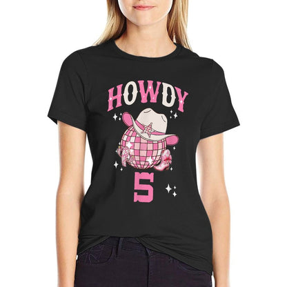 Howdy 5 Years Old Cowgirl 5th Birthday Western Girl  Odor-resistant T-Shirt