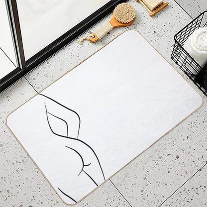 Woman Body Silhouette Line Drawing - Hello Helena  Fade-Resistant Bath Mat