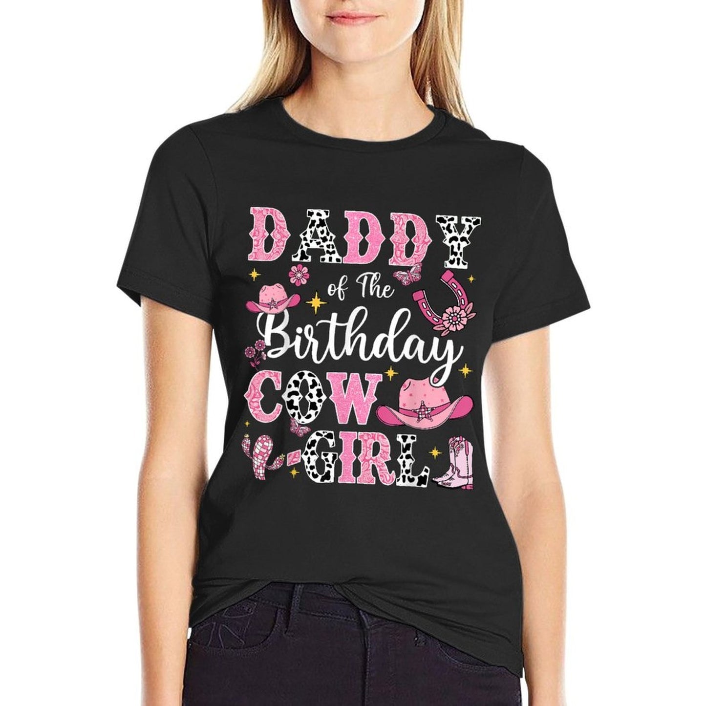 Daddy Of The Birthday Cow-Girl Rodeo Cow Girl Birthday  Tagless Design T-Shirt