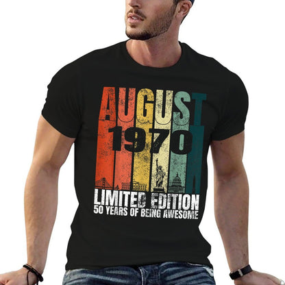 Vintage August 1970 Bday Gifts 50 Years Old 50th Birthday  Relaxed-fit T-Shirt