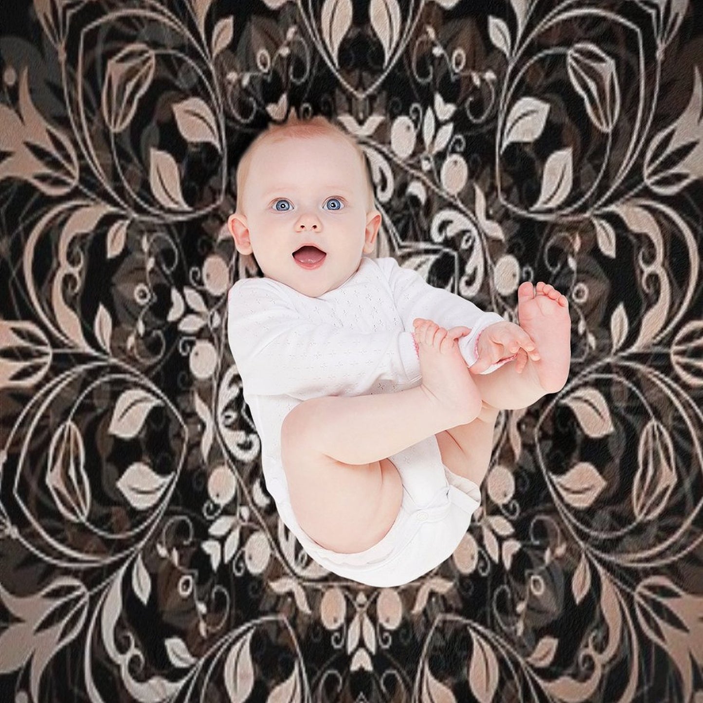 Floral Rose Gold Mandala On A Black Background Travel-friendly Throw Blanket