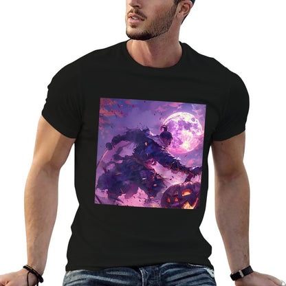 Samurai's Twilight Quest on Halloween's Dark Edge Raglan Baseball  Trendy Pattern T-Shirt