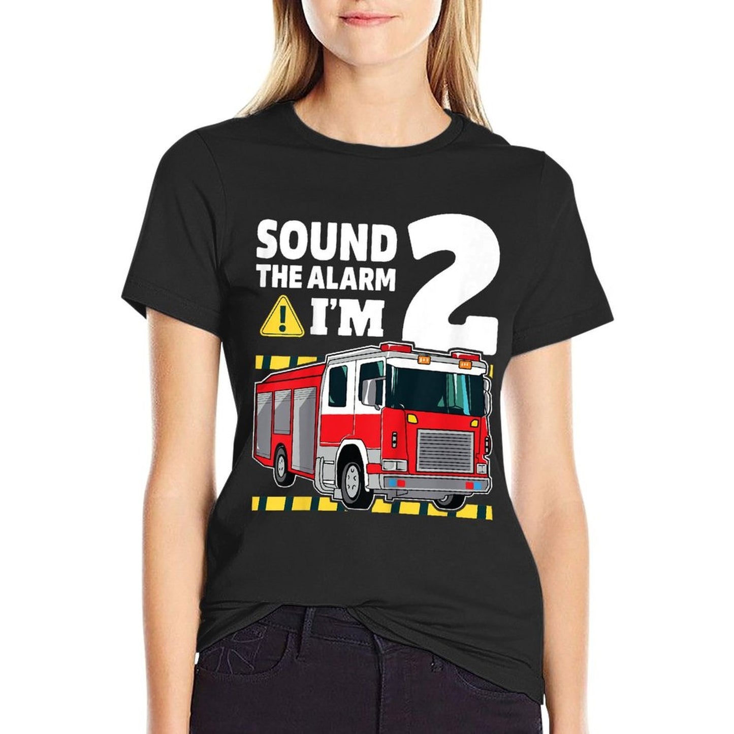 Kids 2nd Birthday Boy Fire Truck 2 Two Year Old Firefighter  Stretchy T-Shirt