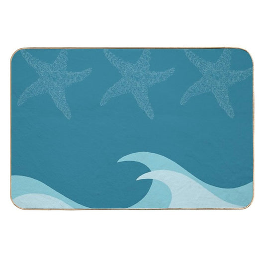 Waves And Starfish - Digital Art  Eco-Friendly Bath Mat