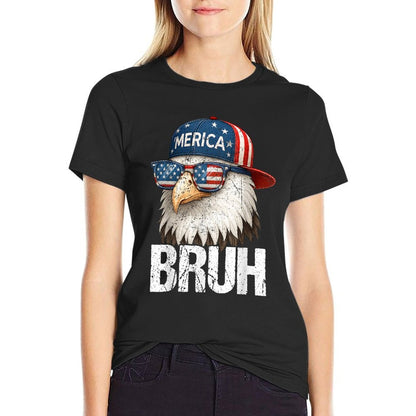 Bruh Fourth 4th Of July Eagle American Patriotic Mens Boys  Graphic-printed T-Shirt