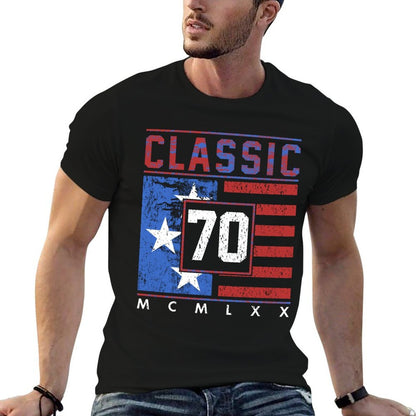 Classic American Patriotic Veteran's 50th Birthday  Ribbed Collar T-Shirt