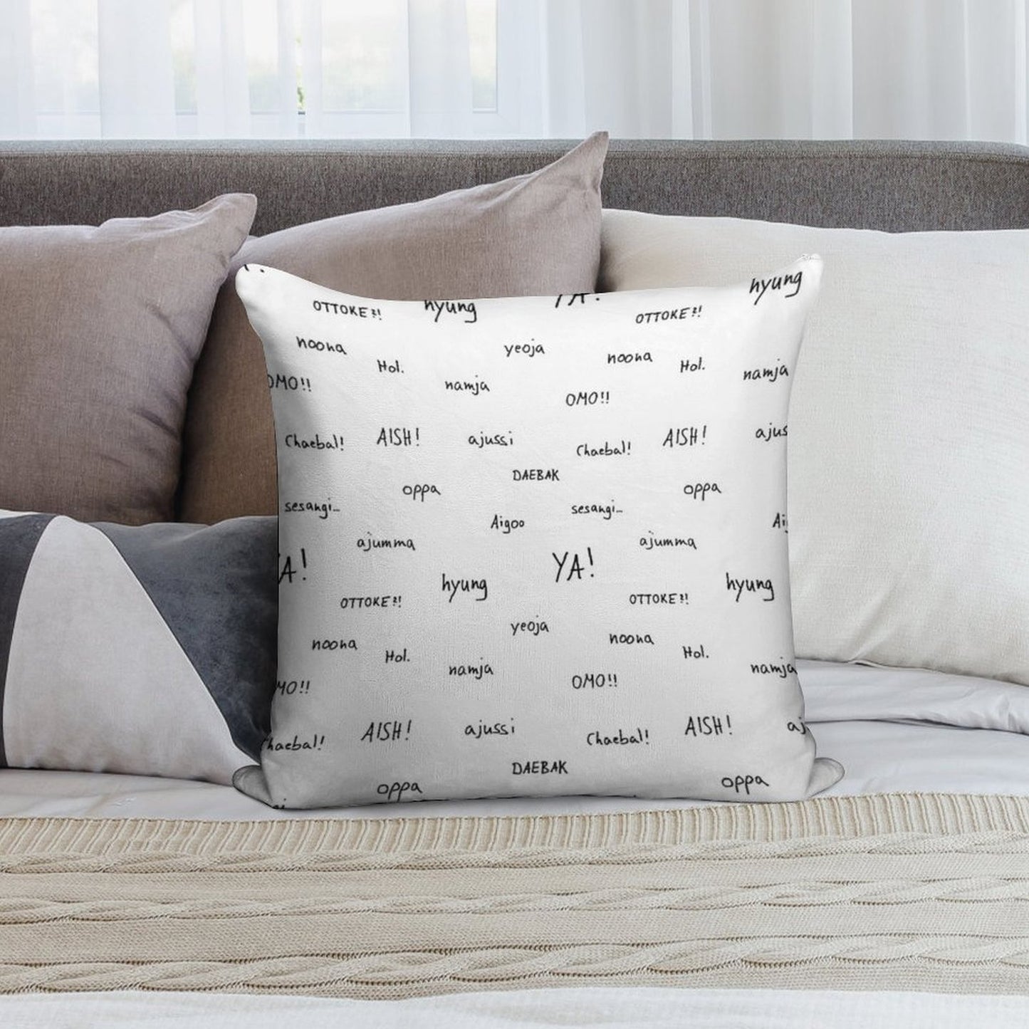 Kdrama Vocabulary Soft Style Accent Throw Pillow