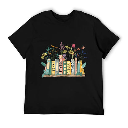 8647 Foxtrots Deltas Tangos Book Flower Slim-fit Cut T-Shirt