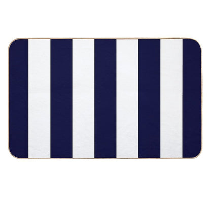 Classic Navy Blue And White Stripes  Anti-Trip Bath Mat
