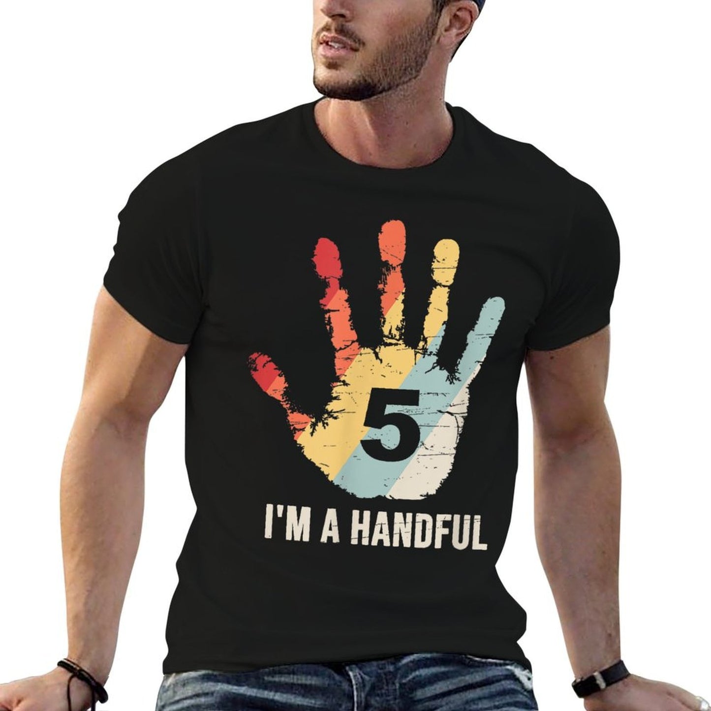 I'm A Handful Funny 5th Birthday For Five Year Old Boys  Lightweight T-Shirt