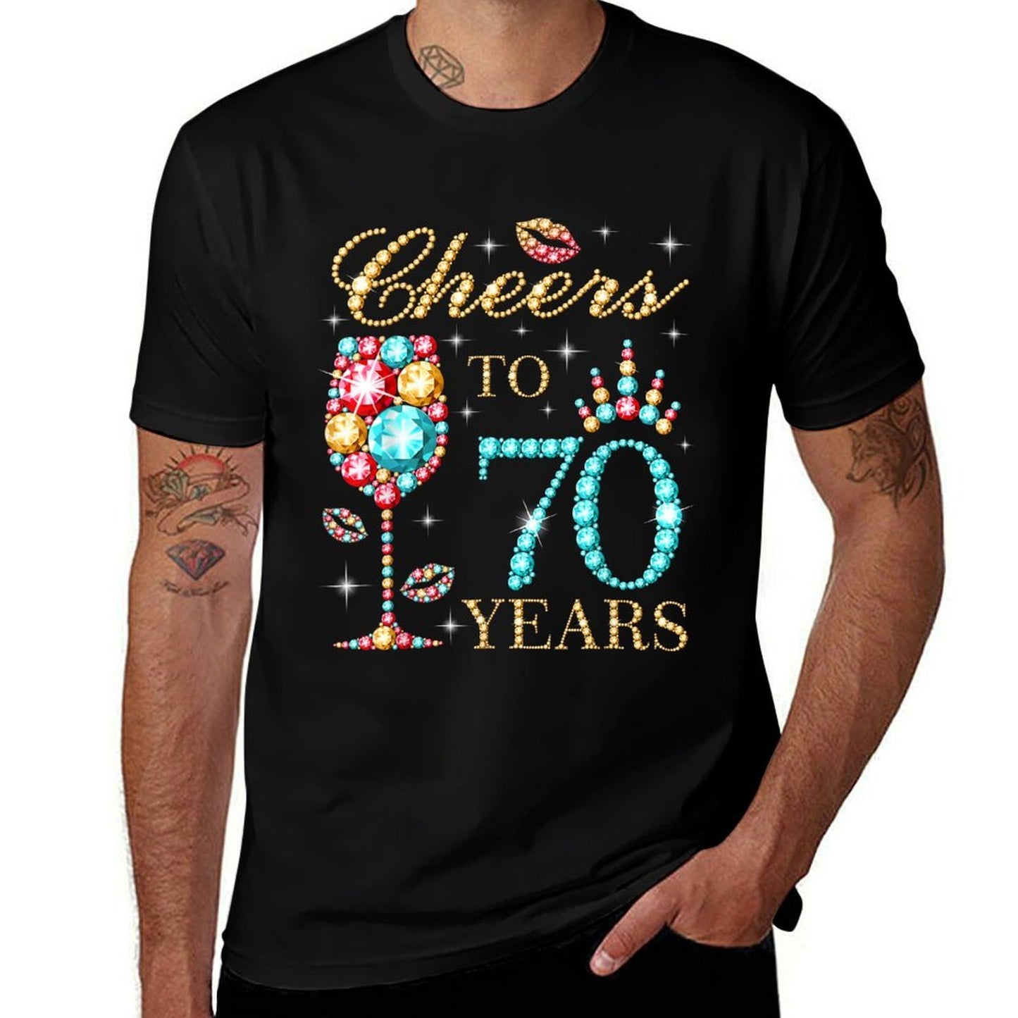 Cheers To 70 Years, 70 Years Old Women, 70 Birthday Cute  Slim-fit Cut T-Shirt