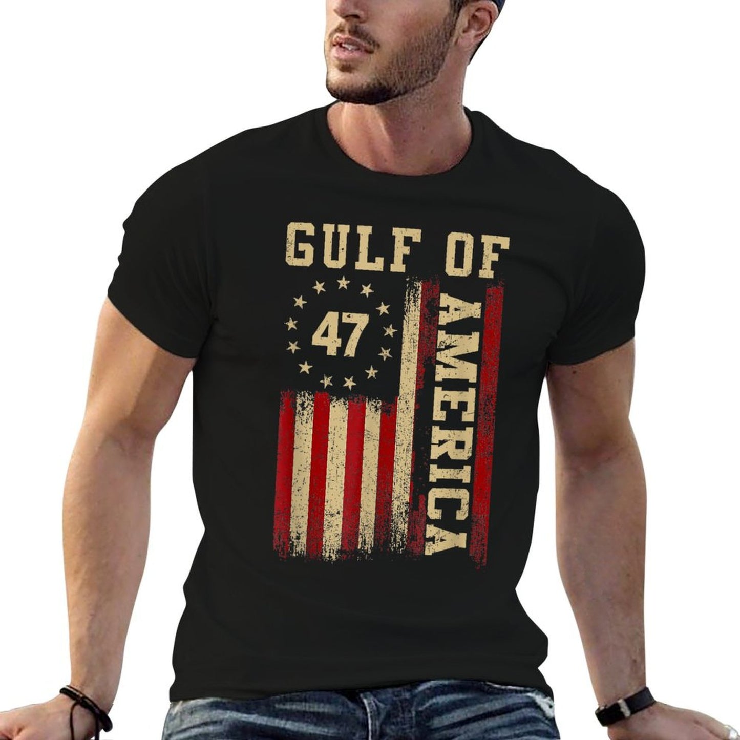 Gulf of Merica Retro Vintage USA Flag Mens Women Classic T-Shirt