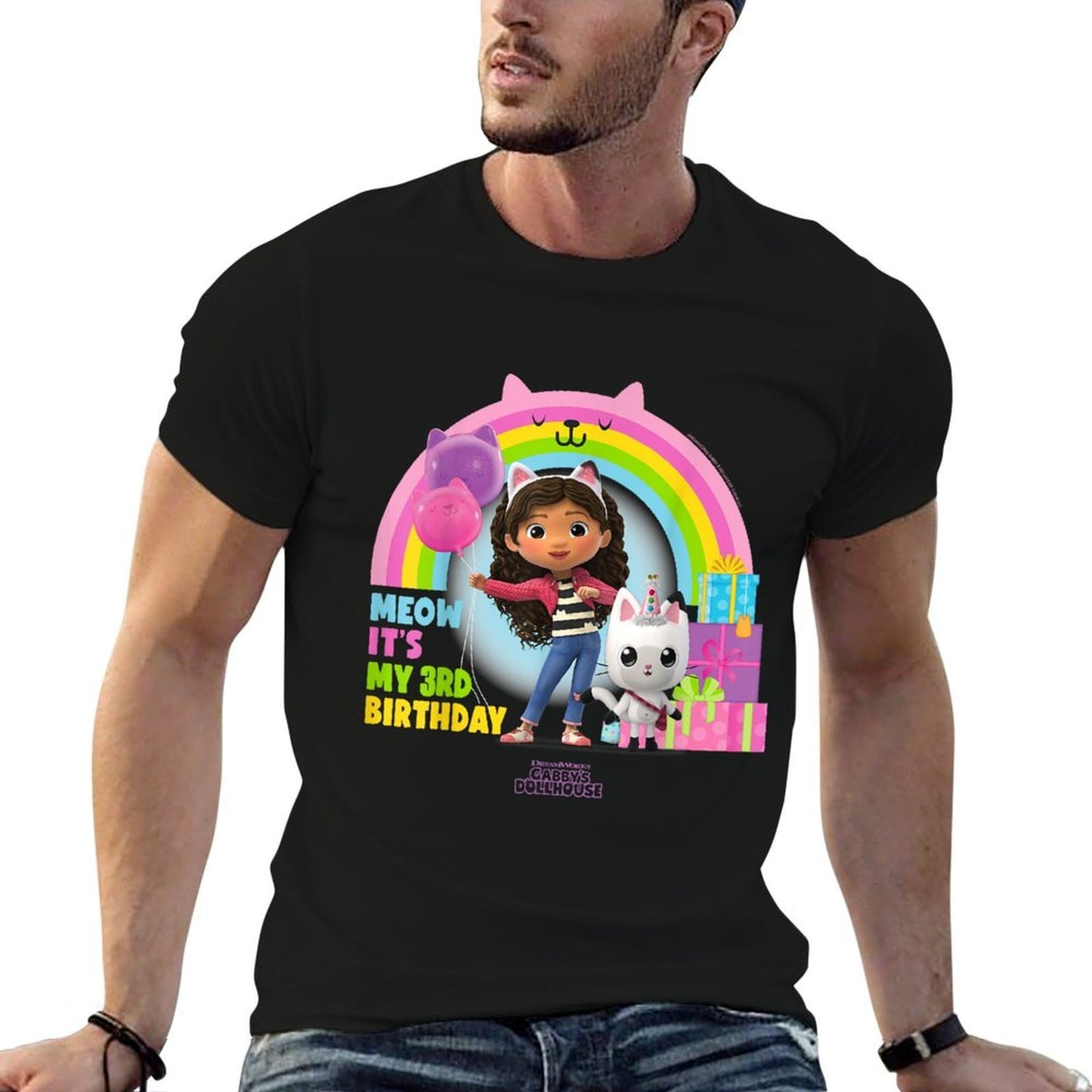 DreamWorks Gabby's Dollhouse 3rd Birthday  Heathered Texture T-Shirt