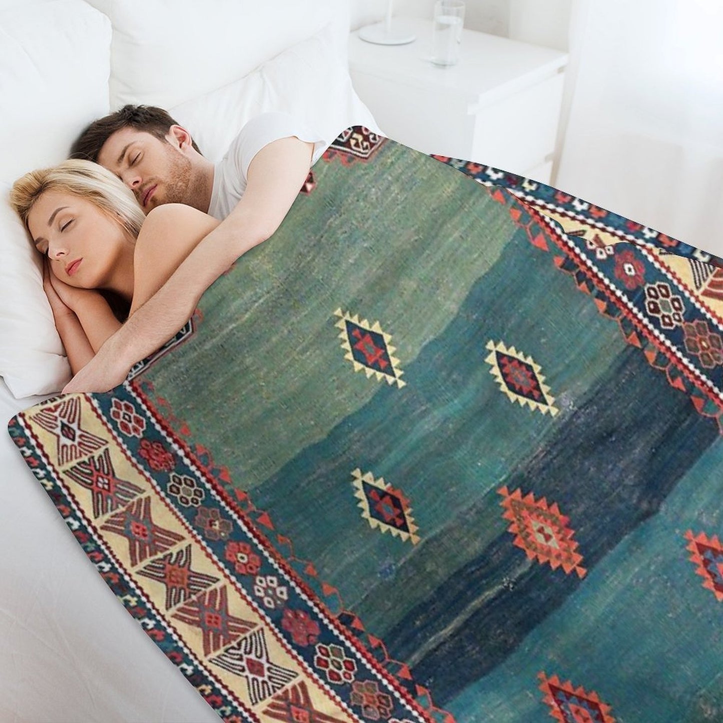 Sivas Antique Turkish Niche Kilim Print Velvety-soft Throw Blanket