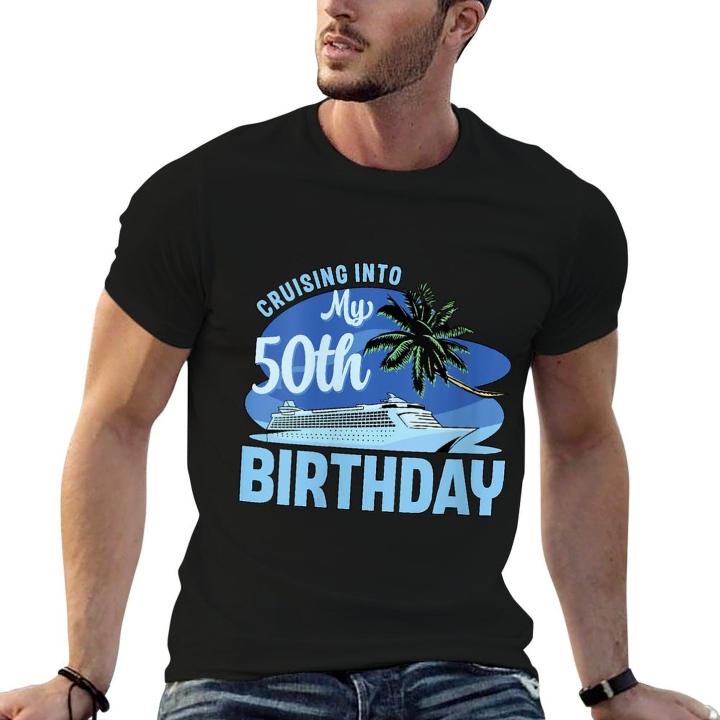 Womens Cruise Boat Trip Vacation Cruising Into My 50th Birthday  Lightweight T-Shirt