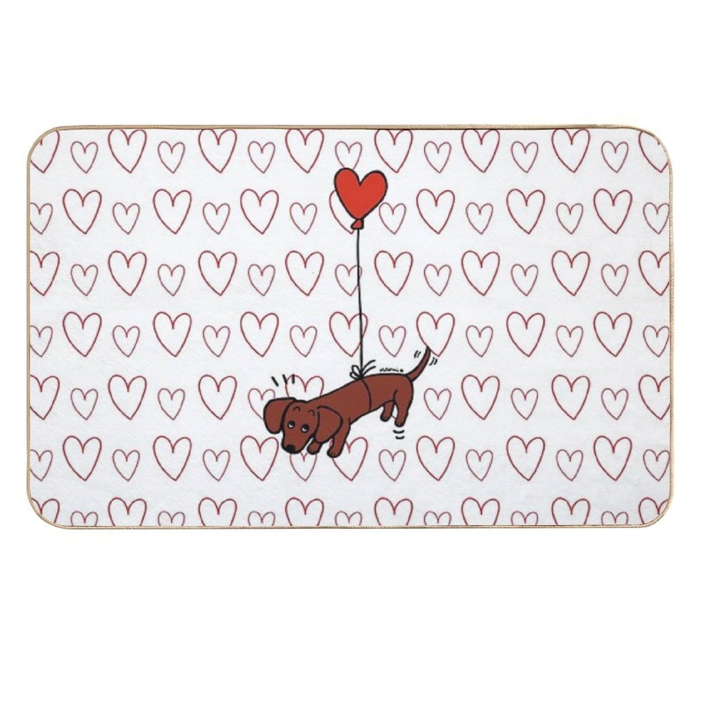 Red Smooth Haired Dachshund Floating in The Air  Repositionable Bath Mat