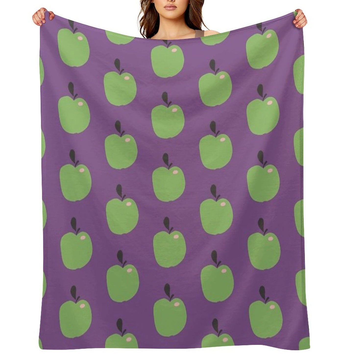 Green Apples  Edible Garden  Abstract Fruit Pattern Durable Throw Blanket