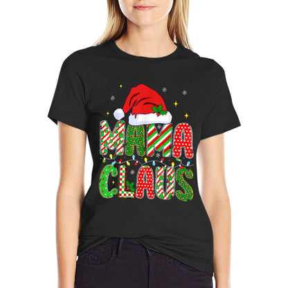 HUGvyn Christmas Mama Claus Mom Women Family Matching Pajama  Lightweight T-Shirt