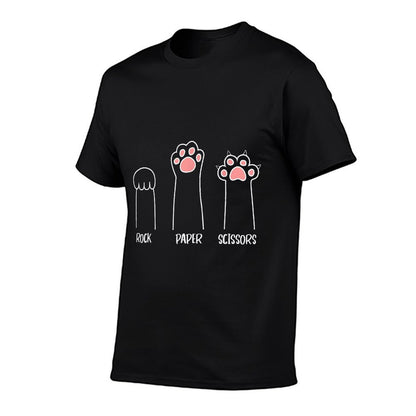 Introvert Cat Animal Rescue Pet Lover Apparel Rock Paper Scissors Hand Game Cute Paw Funny Cat  Polyester Blend T-Shirt