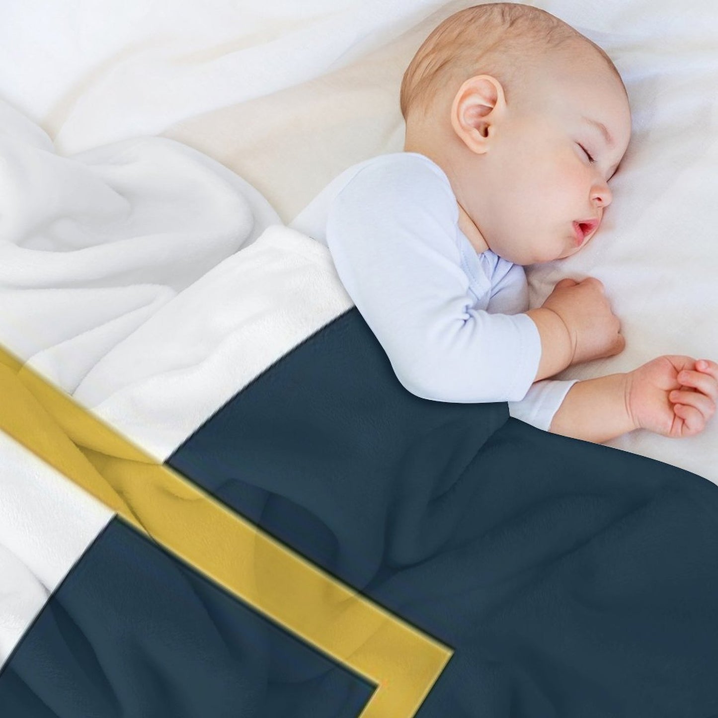 Abstract Geometric Minimalist Navy Blue, Light Mustard Yellow, And White Travel-friendly Throw Blanket