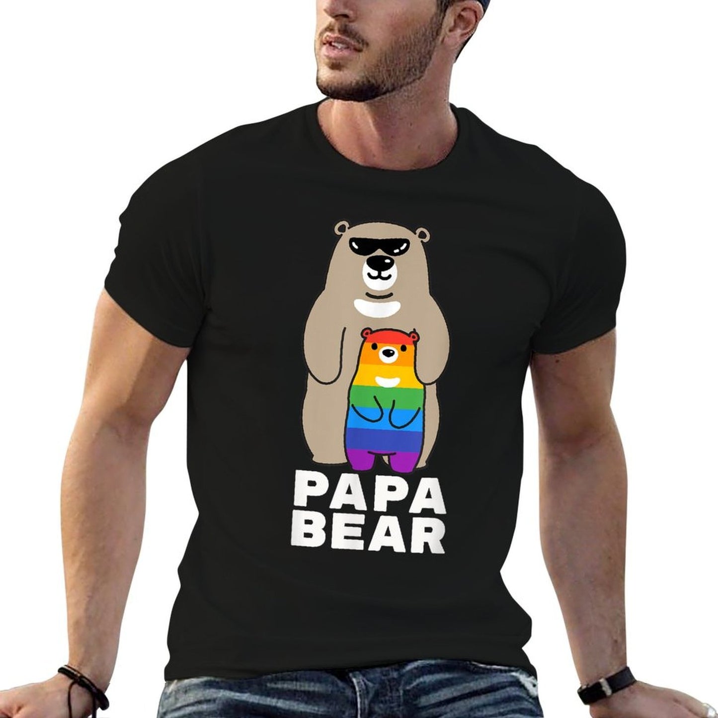 LGBT Proud Papa Bear Proud Bear Dad LGBT Pride Gay Child  Oversized Silhouette T-Shirt