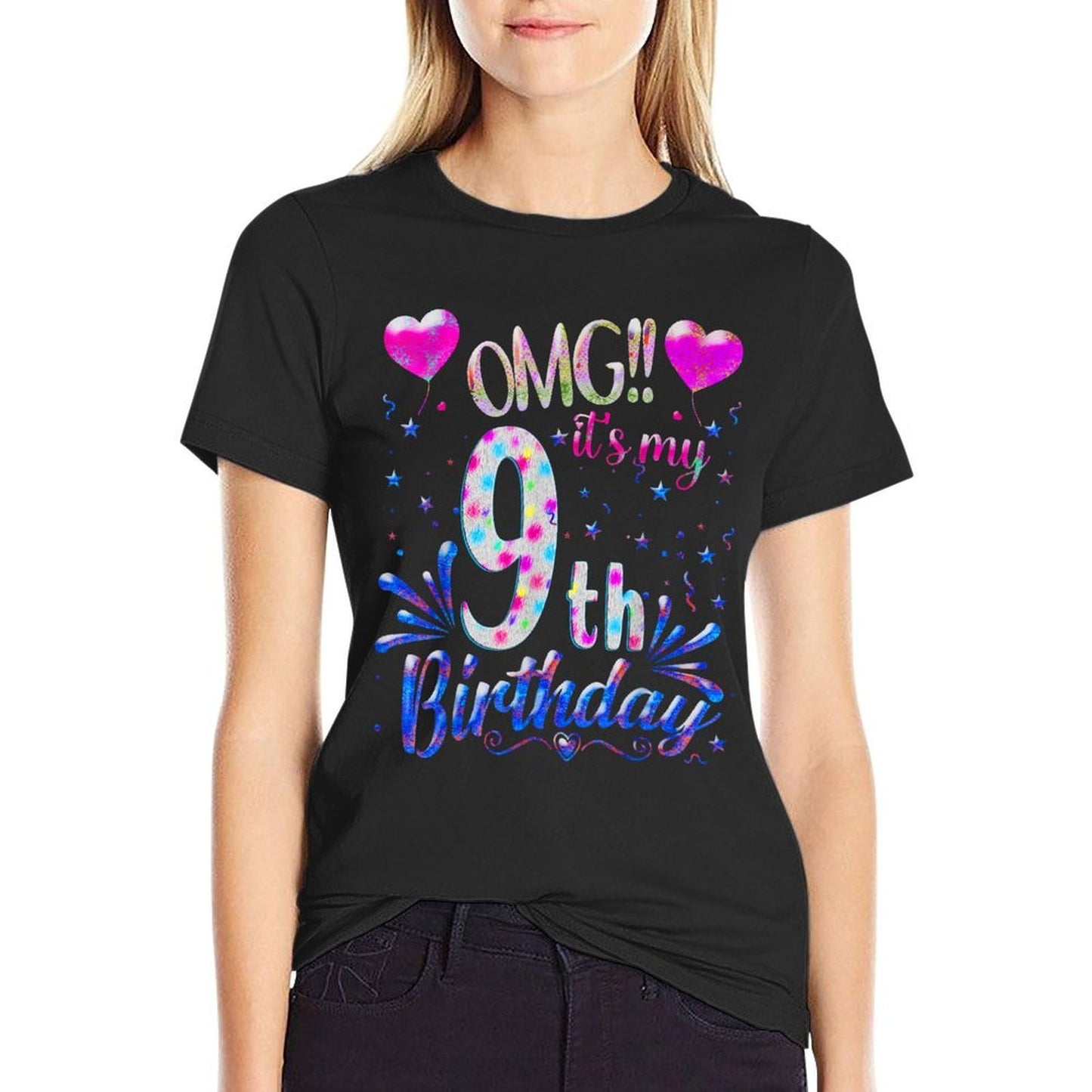 OMG It's My 9th Birthday Girls Gifts Eight 9 Year Old Bday  Moisture-wicking T-Shirt