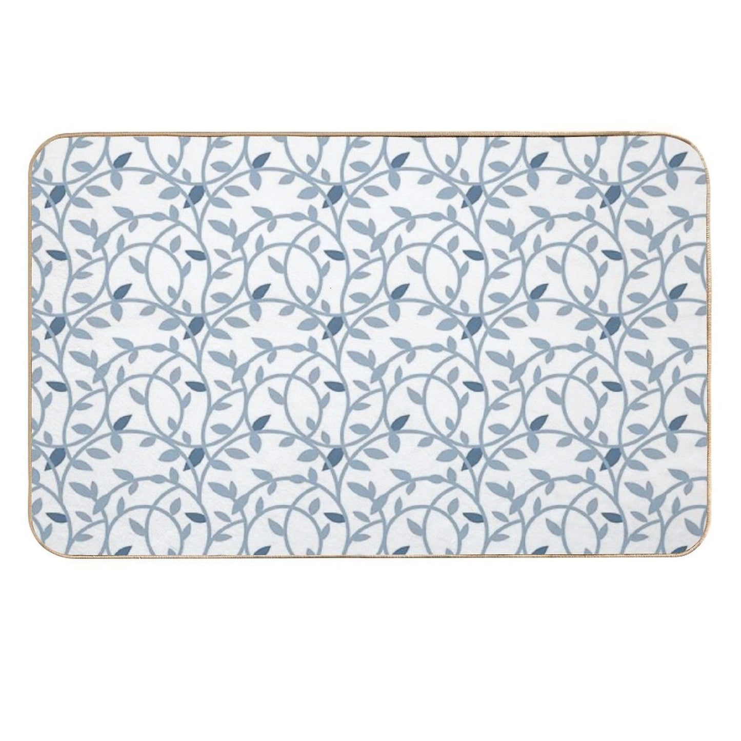 Pretty Blue Leaf Pattern  Versatile Bath Mat
