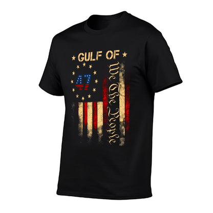 Gulf of USA America Funny USA Flag Oversized Silhouette T-Shirt