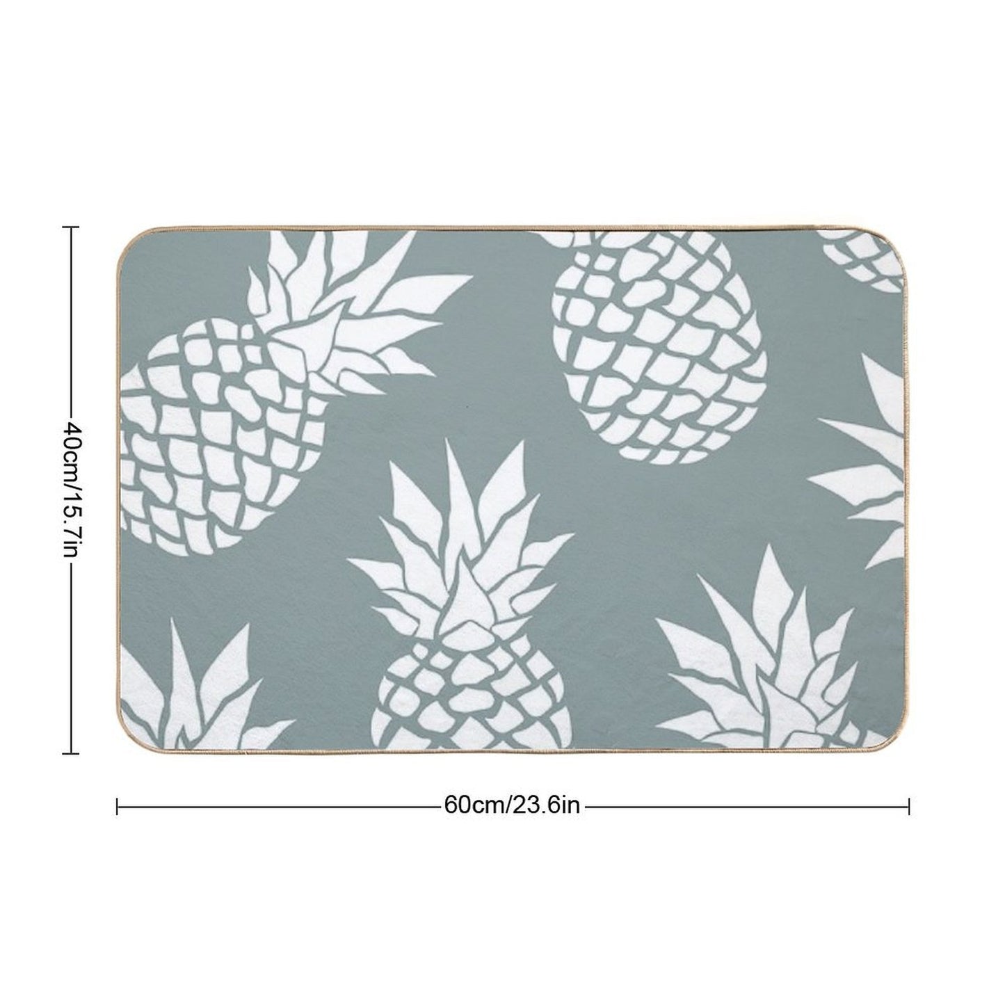 Hawaii Tropical Pineapple, Teal And White  Long-Lasting Bath Mat