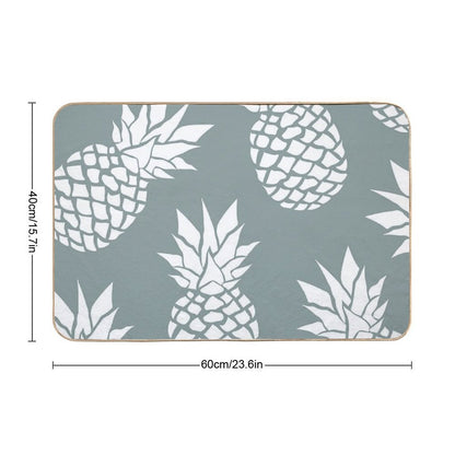 Hawaii Tropical Pineapple, Teal And White  Long-Lasting Bath Mat