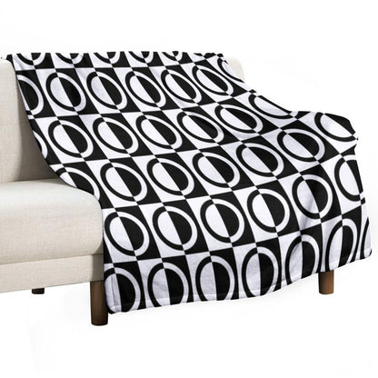Black on White Circles And Squares Pattern Versatility Throw Blanket