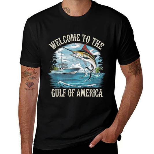 Gulf Of USA America Gift Men Women Flag Beach Slim-fit Cut T-Shirt