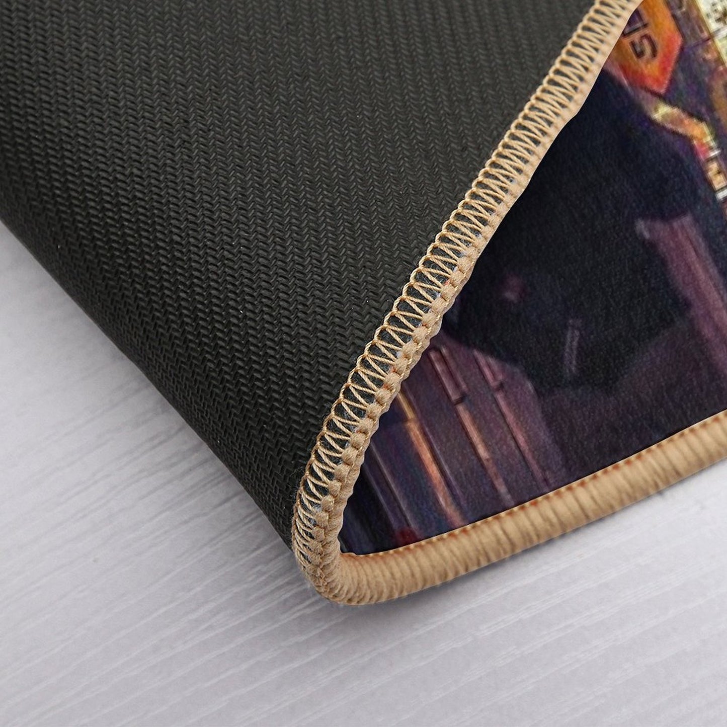 Neon Noir Street Reflecting The Warm Yellow And Orange Light from The Bar Area.  Pet-Safe Bath Mat