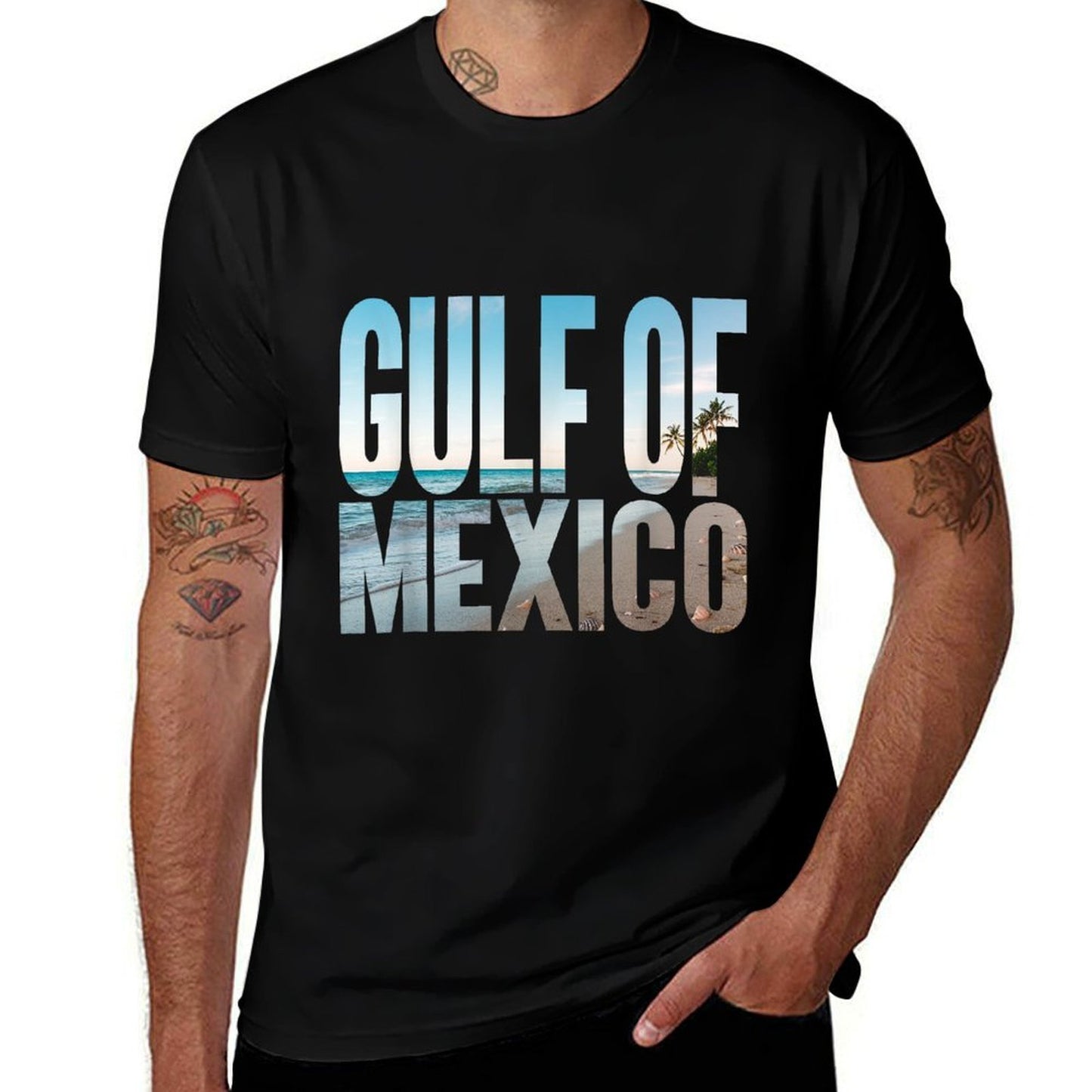 Gulf of Mexico Beach Palm American Retro Vintage Souvenir  Versatile T-Shirt