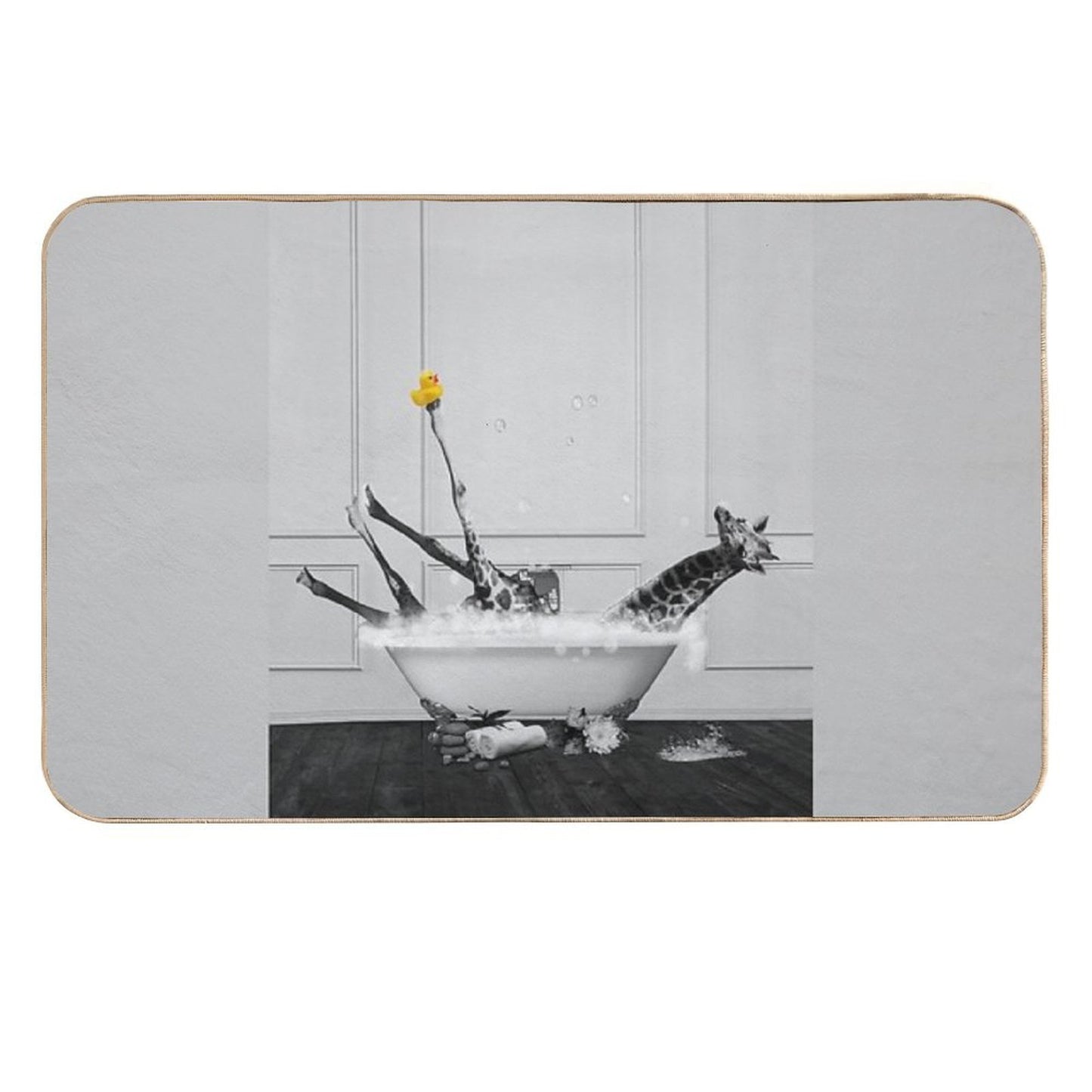 Giraffe on Bathtub Bubble Bath  Slip-Resistant Bath Mat