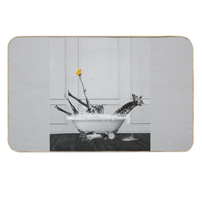 Giraffe on Bathtub Bubble Bath  Slip-Resistant Bath Mat
